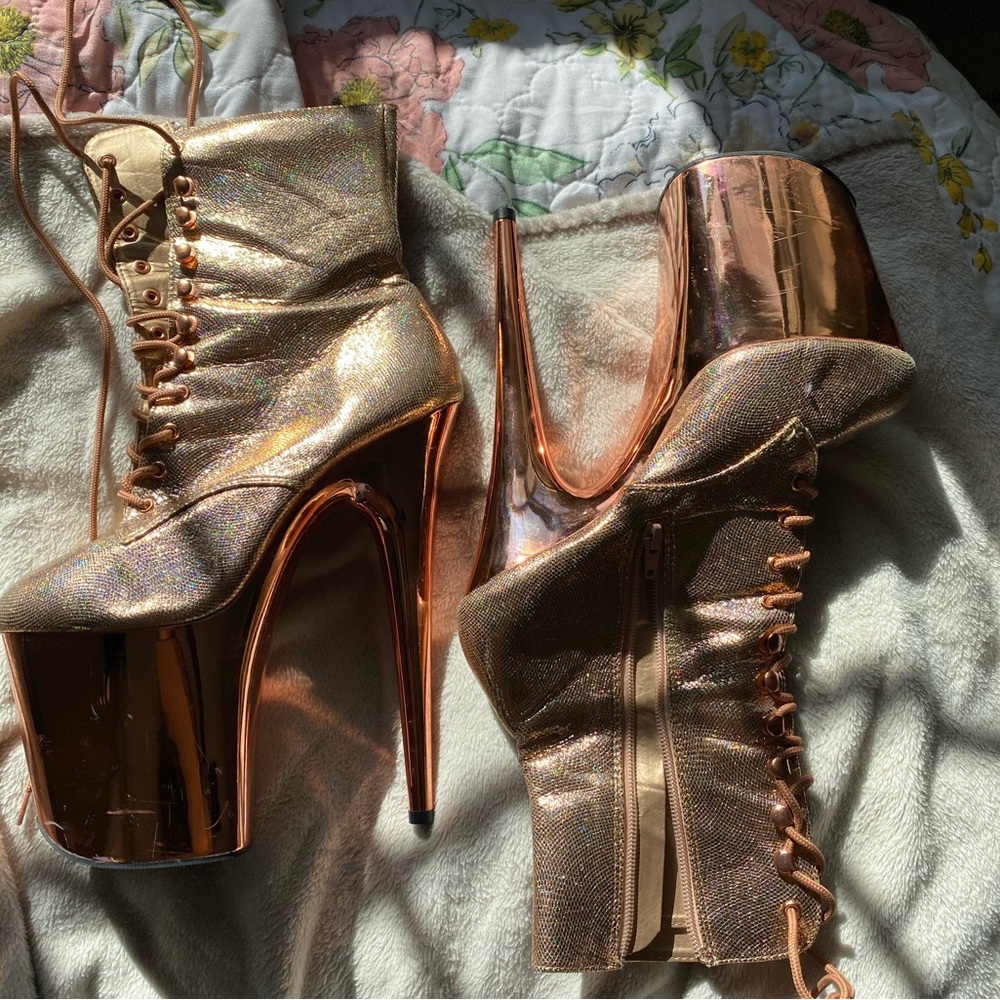 Pleaser Gold Platform Heels